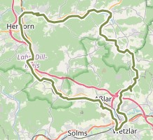 Radtourt über Wetzlar, Niedergirmes, Hermannstein, Blasbach, Bubenrod, Königsberg, Hohensolms, Großaltenstädten, Altenkirchen, Arndt, Aartalsee, Bischoffen, Offenbach, Bicken, Ballersbach, Seelbach, Burg, Herborn, Sinn, Edingen, Katzenfurt, Dillheim, Ehringshausen, Werdorf, Aßlar, Kleinaltenstädten, Dillfeld, Bachweide