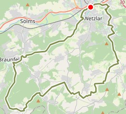 Radtour über Wetzlar, Westend, Magdalenenhausen, Oberndorf, Braunfels, Altenkirchen, Neukirchen, Schwalbach, Oberwetz, Weidenhausen, Kirschenwäldchen, Büblingshausen, Leitzpark, Garbenheim, Forum